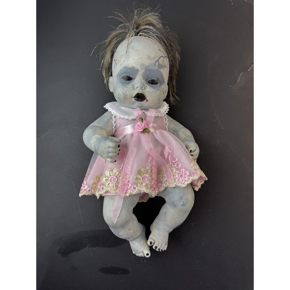 Ghoulish baby Spooky Upcycled Vintage Doll Halloween Decor - Picture 1 of 8